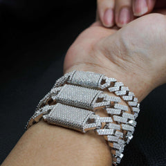 Hip Hop Iced Out Jewelry 925 Sterling Silver D-Vvs1 Diamond Moissanite Cuban Link Bracele Necklace