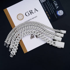 GL 10mm Hip Hop Iced Out Moissanite Cuban Link Bracelet Necklace