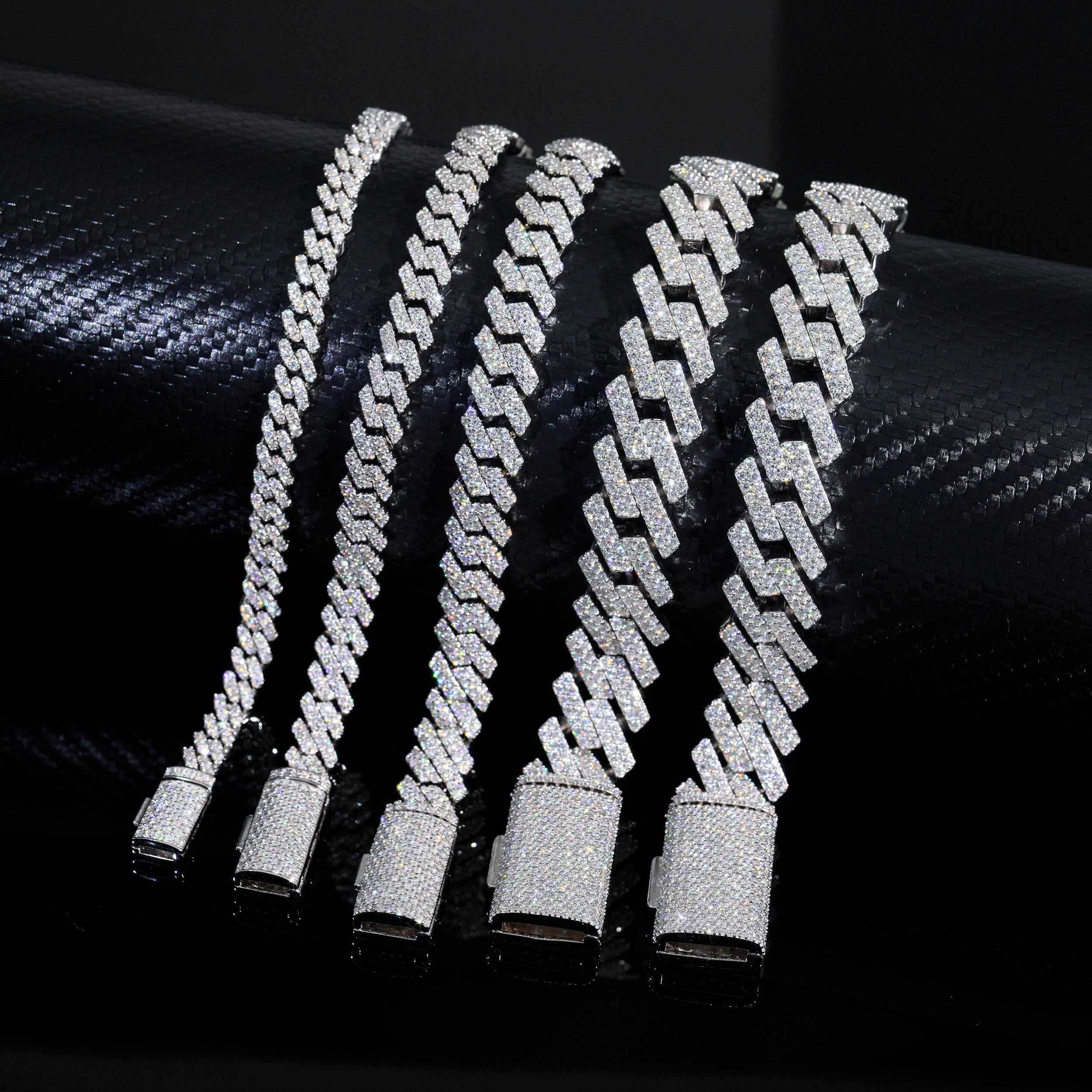 Hip Hop Iced Out Jewelry 925 Sterling Silver D-Vvs1 Diamond Moissanite Cuban Link Bracele Necklace