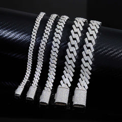 Hip Hop Iced Out Jewelry 925 Sterling Silver D-Vvs1 Diamond Moissanite Cuban Link Bracele Necklace