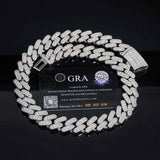GL 15mm iced out Moissanite Diamond Cuban Miami Link Chain Necklace