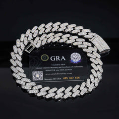 GL 15mm iced out Moissanite Diamond Cuban Miami Link Chain Necklace