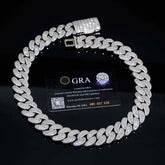 GL 15mm 18k Gold plated Moissanite Jewelry Cuban Link Chain
