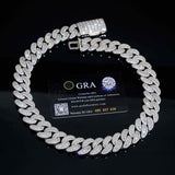 GL 15mm 18k Gold plated Moissanite Jewelry Cuban Link Chain