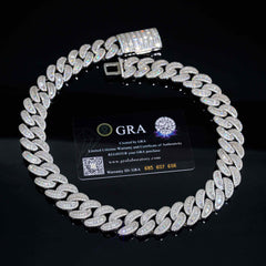 GL 15mm 18k Gold plated Moissanite Jewelry Cuban Link Chain
