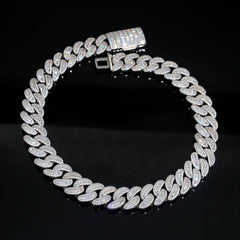 GL 15mm 18k Gold plated Moissanite Jewelry Cuban Link Chain