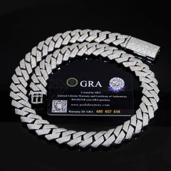 GL 20mm Iced Out 925 Sterling Silver Fine Jewelry Necklaces VVS Moissanite Cuban Link Chain
