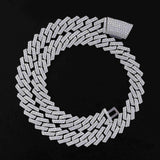 GL 14mm Silver Plated  VVS GRA Certified Moissanite Cuban Link Chain