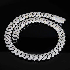 GL 20mm Iced Out 925 Sterling Silver Fine Jewelry Necklaces VVS Moissanite Cuban Link Chain
