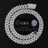 GL 14mm Silver Plated VVS GRA Certified Moissanite Cuban Link Chain
