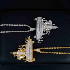 GL Hip Hop People’s Favorite gun shaped Brass Zircon Pendant