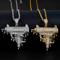 GL Hip Hop People’s Favorite gun shaped Brass Zircon Pendant