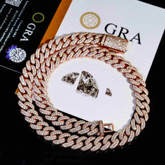 GL 13mm Luxury Custom Iced Iced Out VVS1 Moissanite Diamond Miami Cuban Link Chain