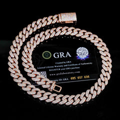 GL 13mm Luxury Custom Iced Iced Out VVS1 Moissanite Diamond Miami Cuban Link Chain