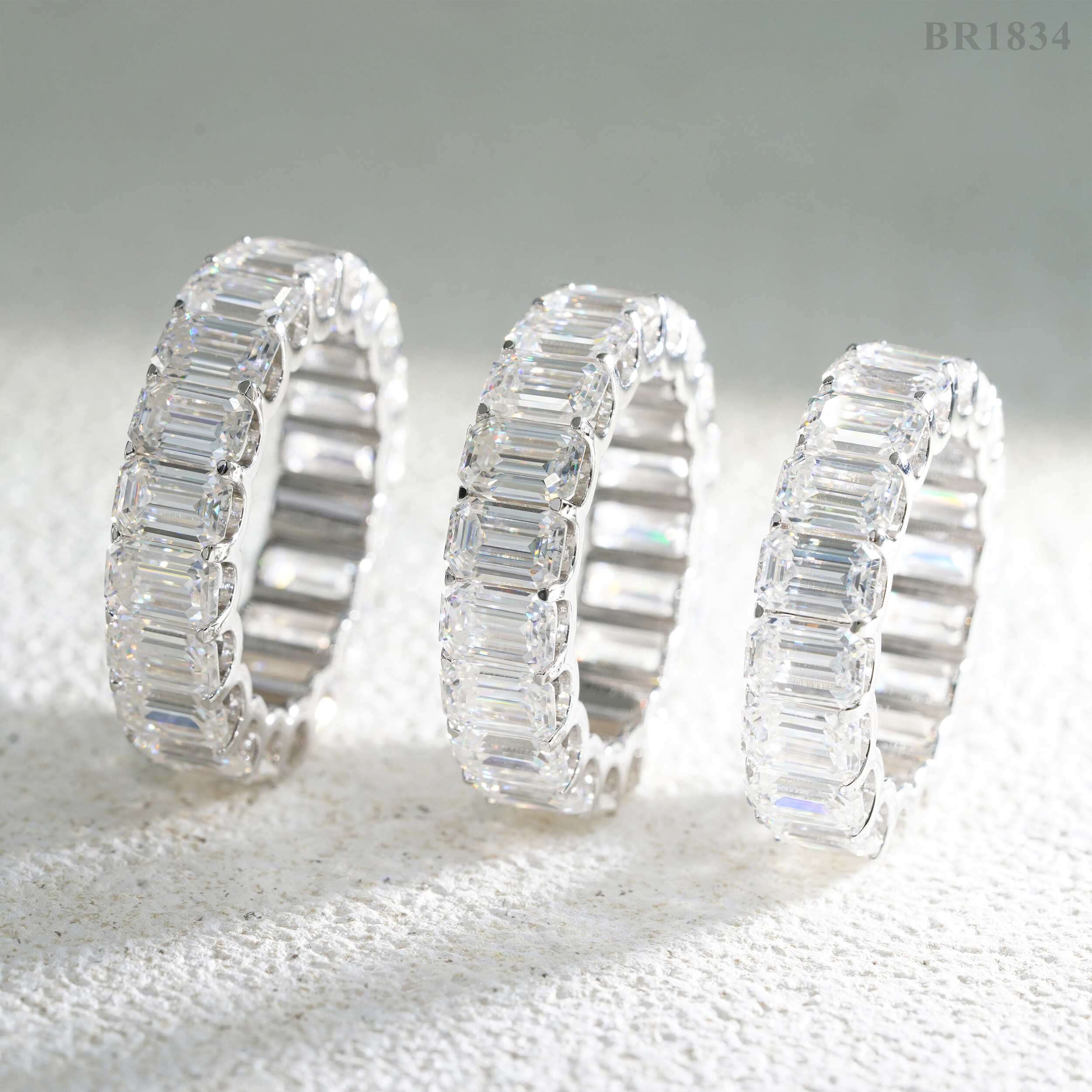 Classic Emerald Cut jewelry Eternity Moissanite Diamond Band Ring