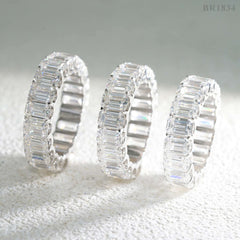 Classic Emerald Cut jewelry Eternity Moissanite Diamond Band Ring
