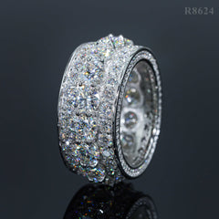 GL Pass Diamond Tester 925 Silver White Gold Moissanite Iced Out Rings