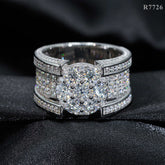 Fine Jewelry Iced Out Hip Hop Cuban Ring 925 Sterling Silver VVS Moissanite Diamond