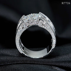 Fine Jewelry Iced Out Hip Hop Cuban Ring 925 Sterling Silver VVS Moissanite Diamond