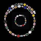 GL 5A Colored Zircon Combination White Opal Sparkling Necklace