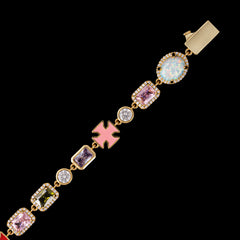 GL 5A Colored Zircon Combination White Opal Sparkling Necklace