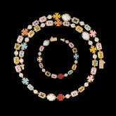 GL 5A Colored Zircon Combination White Opal Sparkling Necklace