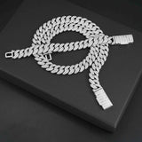 GL 13mm 925 Sterling Silver Moissanite Cuban Chain Necklace