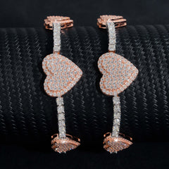 GL Heart Shaped 925 Silver VVS Moissanite Bracelet 3mm Tennis Chain