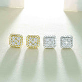 GL Silver Gold Plated Square Moissanite Diamond Stud Earrings