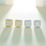 GL Silver Gold Plated Square Moissanite Diamond Stud Earrings