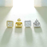 GL Silver Gold Plated Square Moissanite Diamond Stud Earrings