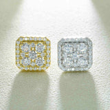 GL Silver Gold Plated Square Moissanite Diamond Stud Earrings