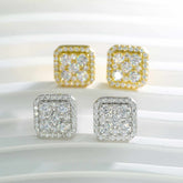 GL Silver Gold Plated Square Moissanite Diamond Stud Earrings