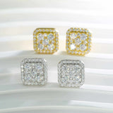 GL Silver Gold Plated Square Moissanite Diamond Stud Earrings