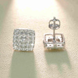 GL Hiphop Jewelry 925 Sterling Silver VVS Moissanite Square Earrings