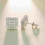 GL Hiphop Jewelry 925 Sterling Silver VVS Moissanite Square Earrings