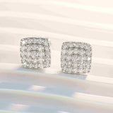 GL Hiphop Jewelry 925 Sterling Silver VVS Moissanite Square Earrings