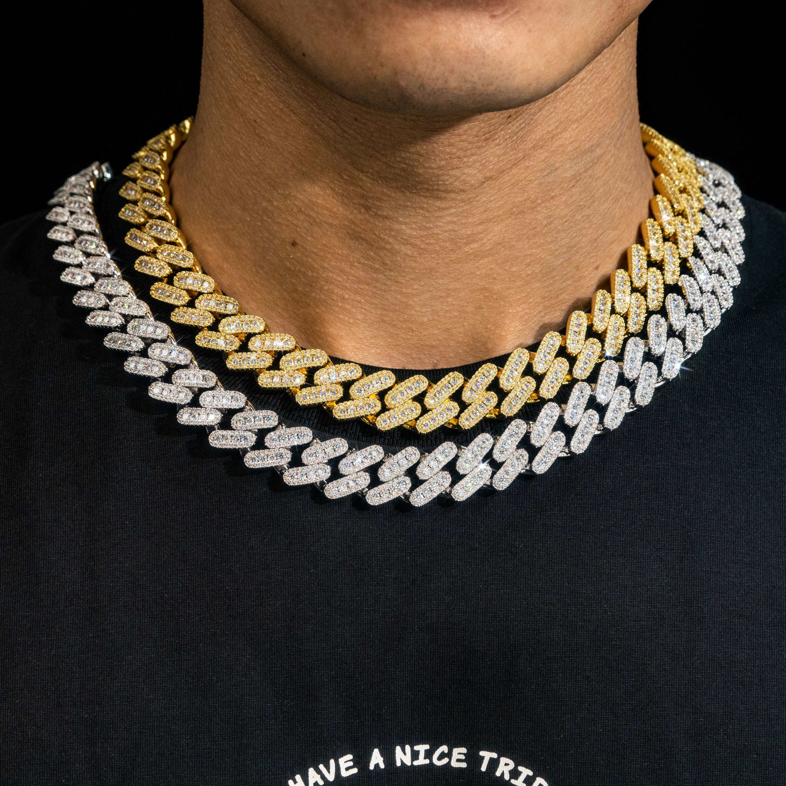 Hip hop iced out vvs moissanite diamond cuban miami link chain jewelry sterling silver 925 cuban link chain