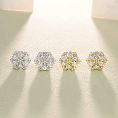 【US 3 Days Delivery】GL Hiphop Jewelry 925 Sterling Silver VVS Round Cut Moissanite Stud Earring