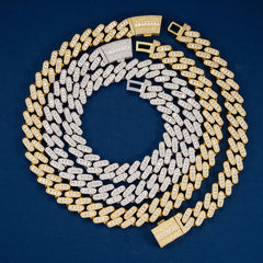 Hip hop iced out vvs moissanite diamond cuban miami link chain jewelry sterling silver 925 cuban link chain