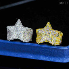 GL Hip Hop Fine Jewelry Rings VVS Moissanite Diamond Star Ring