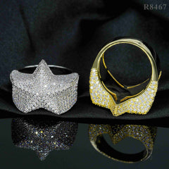 GL Hip Hop Fine Jewelry Rings VVS Moissanite Diamond Star Ring
