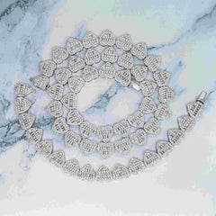 GL Heart Shape Hip Hop Iced Out Silver VVS Moissanite Baguette Diamond Chain