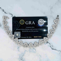 GL Heart Shape Hip Hop Iced Out Silver VVS Moissanite Baguette Diamond Chain