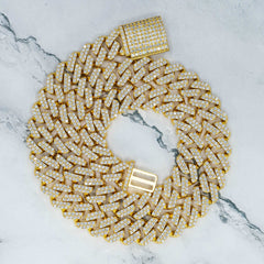 12.6mm hip-hop cuban chains made of Brass and AAAAA Zircon jewelry.