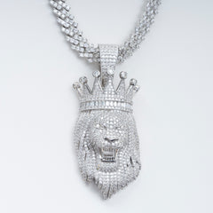 GL Rapper Rock Moissanite Silver custom lion head pendant