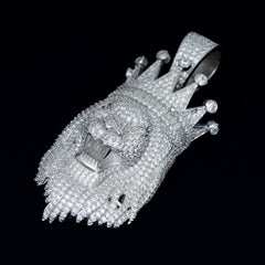 GL Rapper Rock Moissanite Silver custom lion head pendant