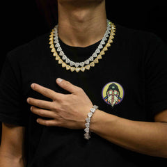 GL Heart Shape Hip Hop Iced Out Silver VVS Moissanite Baguette Diamond Chain