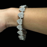 GL Heart Shape Hip Hop Iced Out Silver VVS Moissanite Baguette Diamond Chain