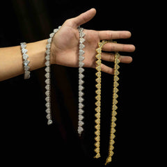 GL Heart Shape Hip Hop Iced Out Silver VVS Moissanite Baguette Diamond Chain